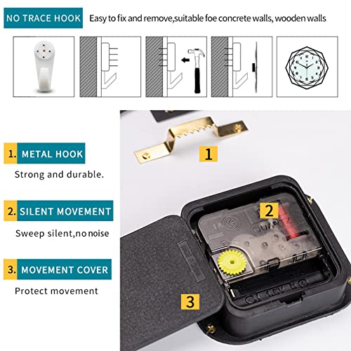 Jujuda Large Wall Clock For Living Room Decor Modern Big Wall Clock For Kitchen Bedroom Home Decoration Extra Giant Black Wall Clock Battery Operated For Dining Room Bathroom Office Decorative 18 Inch #TOP4