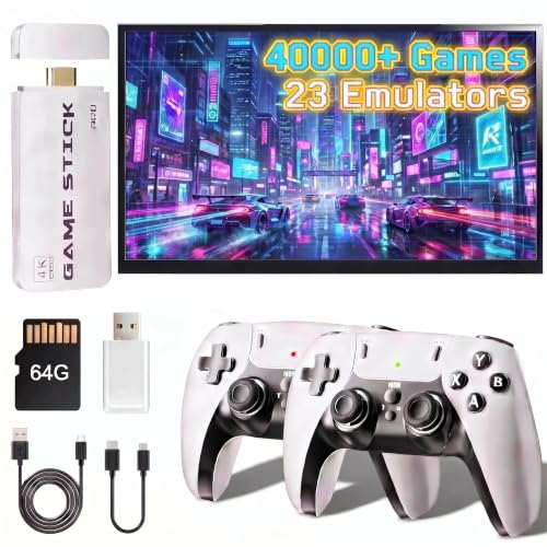 2026 New 4K HDMI Retro Game Stick Pro, Plug and Play TV Retro Gaming Console with Dual 2.4G Wireless Controllers, Built-in 23 Emulators, Preloaded 40000+ Classic Video Games, 64GB Portable Plug & Play Gaming Console image 2