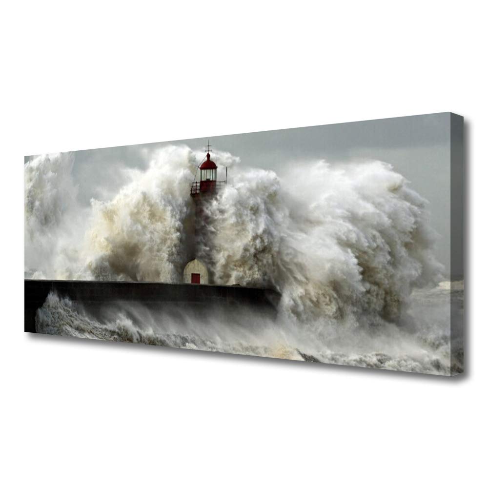 Tableau décoration déco mural moderne paysage phare sur toile 125x50cm Tulup