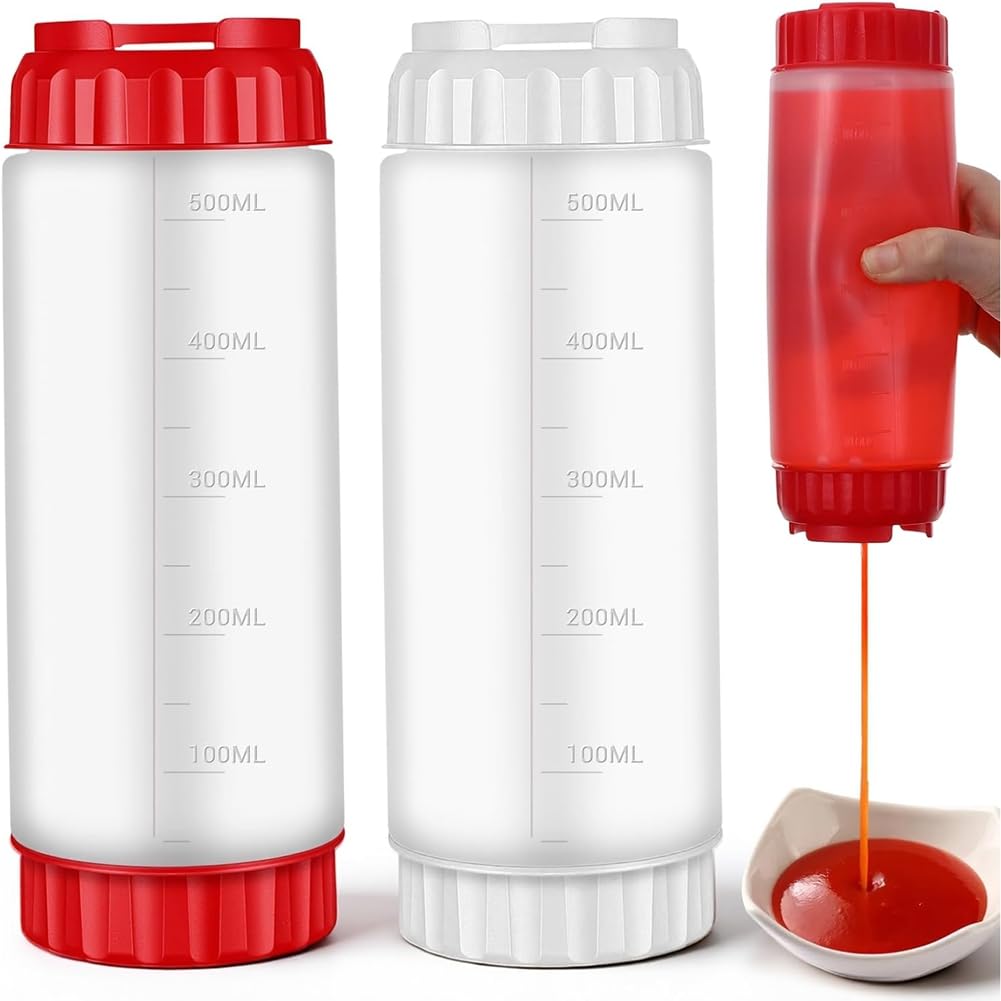 Teuypty As Shown Squeeze Bottles Condiment 2Pcs Refillable 20Oz For Sauces, Multipurpose Squirt Bottle For Ketchup