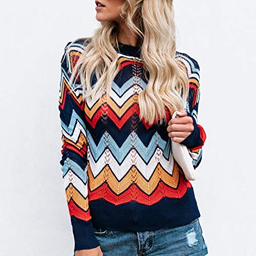 menolana Jumper de Malha de Manga Comprida Feminino Suéter de Malha Jaqueta Casaco - XL