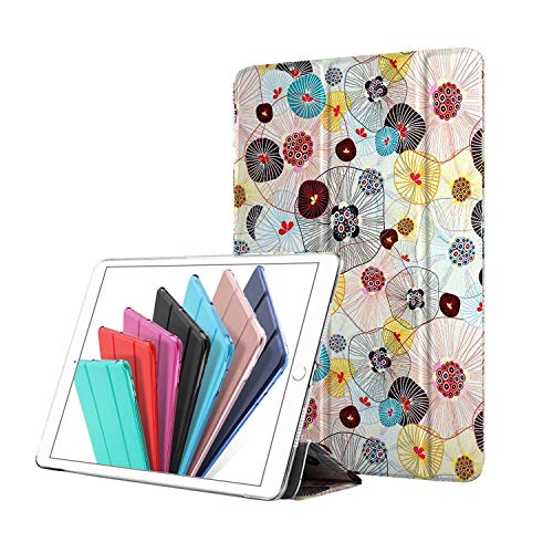 Image of DuraSafe Cases iPad PRO 12.9 2 Gen 2017 [ iPad 12.9 Inch 2nd ] A1670 A1671 MQDC2HN /A MQDD2HN /A MQDA2HN /A MP6H2HN /A Trifold Printed Hard Smart PC Transparent Back Cover - Yarn Flowers