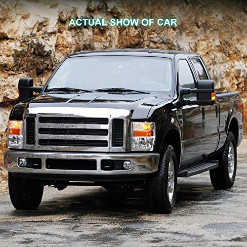 Scitoo Tow Mirrors Compatible With 2003-2007 For Ford For F250 For F350 For F450 For F550 Towing Mirrors With Manual Control Turn Signal Light Left Right Side #TOP4