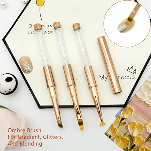 Ombre Nail Art Brushes Set for Gel Nail with Lid and Diamand Handle 3PCS - Image 3