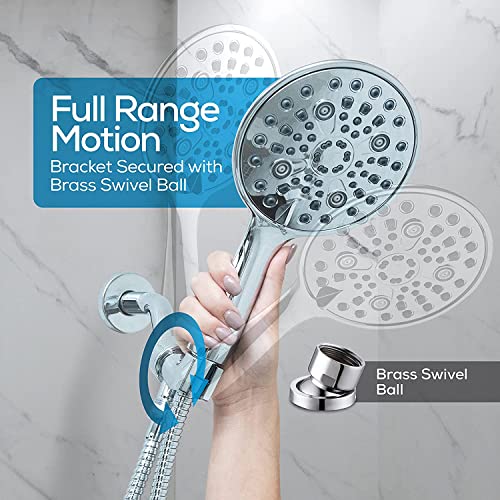 Image of ALTON SHR20980 ABS 6-Function Chrome Finish Polished 6inch Shower Head with 1.5 Meter Hose Pipe, Arm And Adjustable Bracket (Silver)