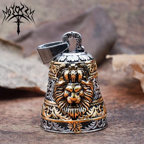 Image of Royal King Lion Head Guardian Motorcycle Bell with Hanger for Biker,Good Luck Keychain & Motorcycle Accessories