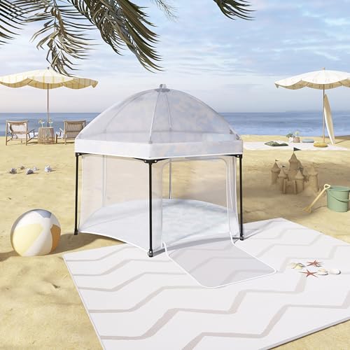 Image of Dream On Me Onyx Playpen Canopy Top, Sun Shade that Blocks Up to 98% UVA /UVB Rays, Breathable Mesh, Removable Tent Top Accessory for Onyx Playpen, Sky Blue