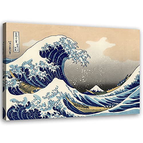 Feeby Impression sur Toile Intissee Ukiyo-e Japon Vague de Tsunami 60x40 cm Tableau Moderne Tableau...