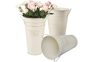 GENHAKON 3-Piece Rustic Metal Flower Vases