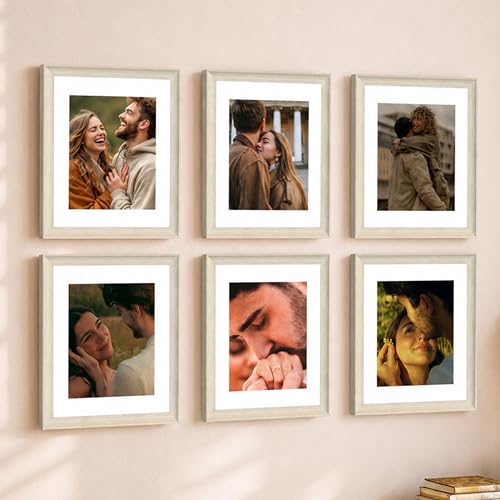 Image of Art Street Wooden Photo Frame for living room, Aesthetic Cave Design Photo Frames for Photograph, Art Work, Certificates Set of 6 (6x8 Inch, White)