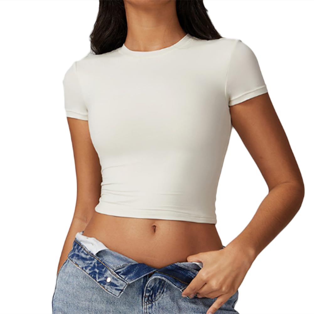 XYFfybhsd Yoga Fitness Clothes Gym Workout Sports Fitted Crop Tops for Women(Size:XL,Color:White)