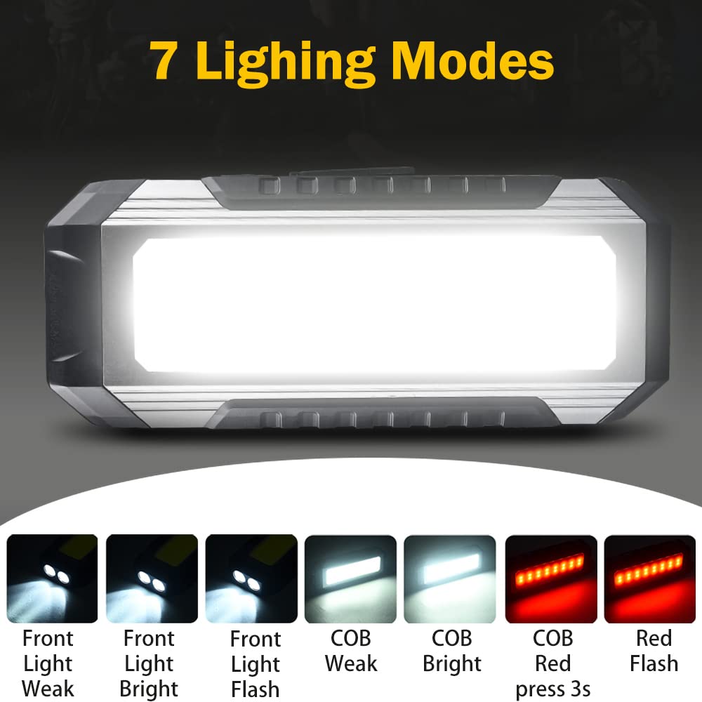 Lampada da lavoro a LED ricaricabile, lampada da ispezione COB, torcia super luminosa, 1000 lumen, portatile, con gancio magnetico e per appenderla, 7 modalità di illuminazione, per campeggio,