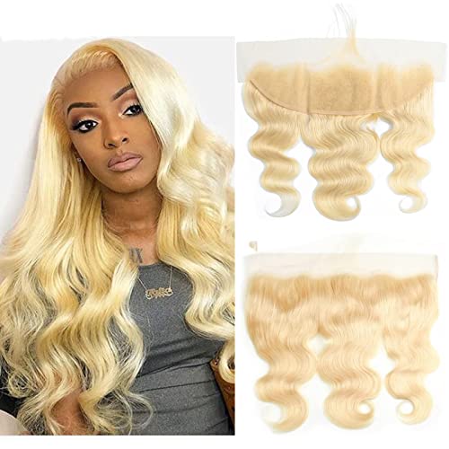 613 Frontal 13x4 Transparent Lace Frontal Closure Body Wave Blonde 12A 100% Blonde Virgin Remy Human Hair for Women #613 Lace Honey Blonde 14 Inch