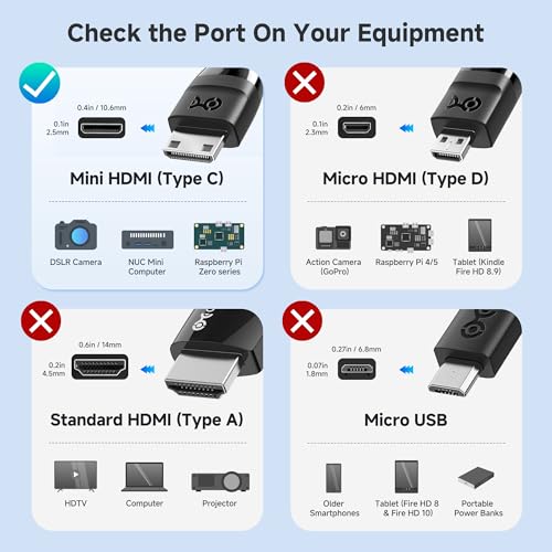 Cable Matters Adaptador Mini HDMI a HDMI 2-Pack 6 Pulgadas miniatura 5