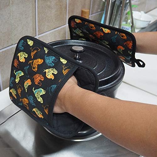 Pot Holders Set of 2 Heat Resistant 480 ℉Non Slip Clear Silicone Printed Comfortable Cotton Lining Kitchen Women Men Cooking Baking Microwave Machine Washable (Rooster, Black Potholders) - Image 6