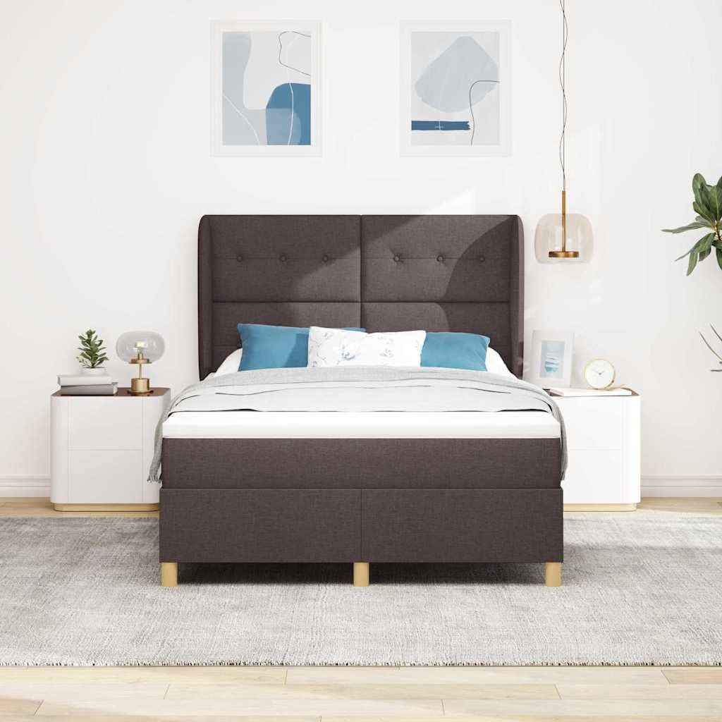 Holzrahmen höhenverstellbares Kopfteil Boxspringbett Dunkelgrau 160x200 cm | Boxspringbett mit Matratze Dunkelgrau 90x190 cm Dunkelbraun King Size Holzstoff Lattenrost Höhenverstellbar Komplettset mit