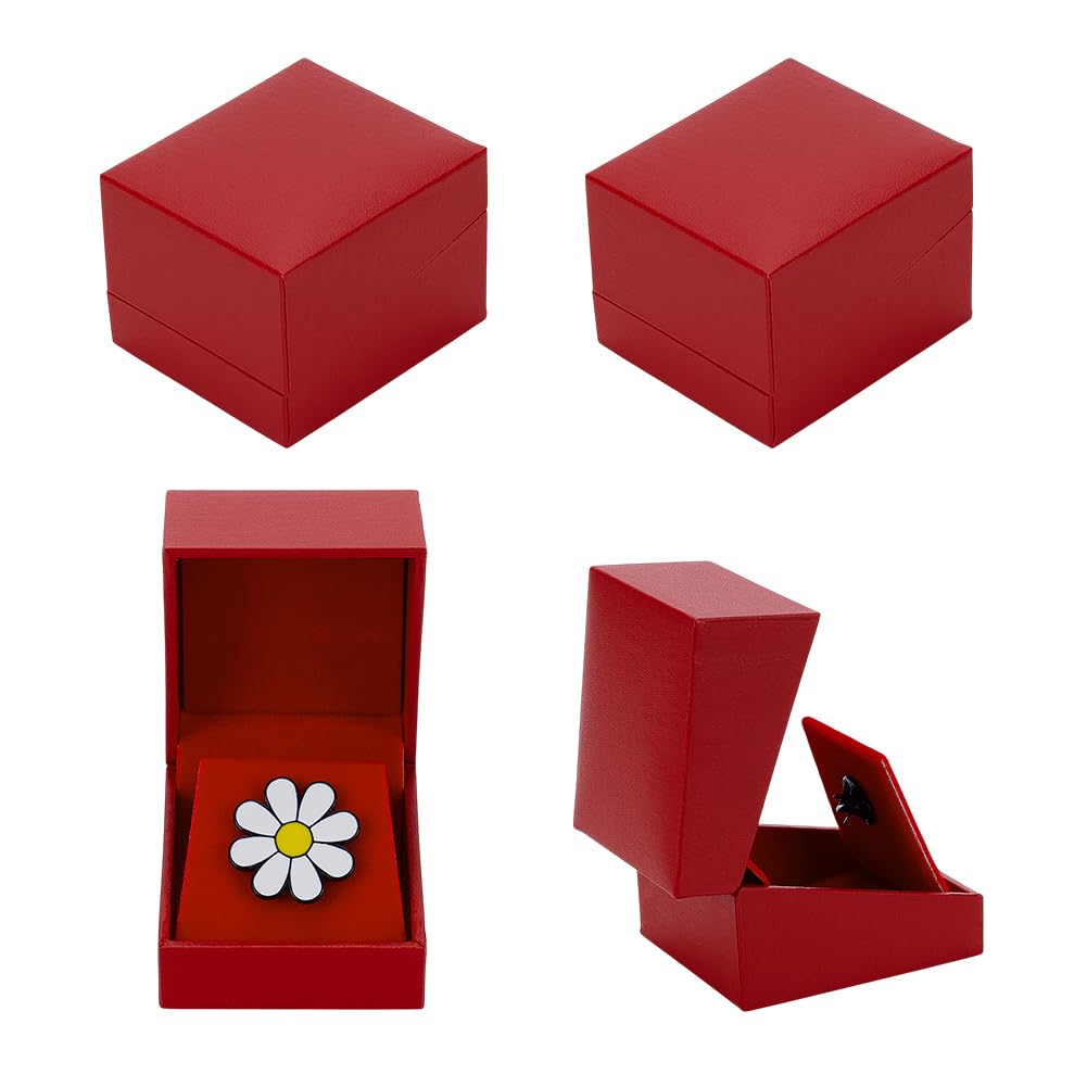 FINGERINSPIRE 4 Pcs Dark Red Badge Display Box 4.85x5.5x4.15cm Paper Lapel Pin Collection Display Holder Rectangle Brooch Pin Storage Presentation Case for Badges Lapel Pins Military Coin Storage โ image 1