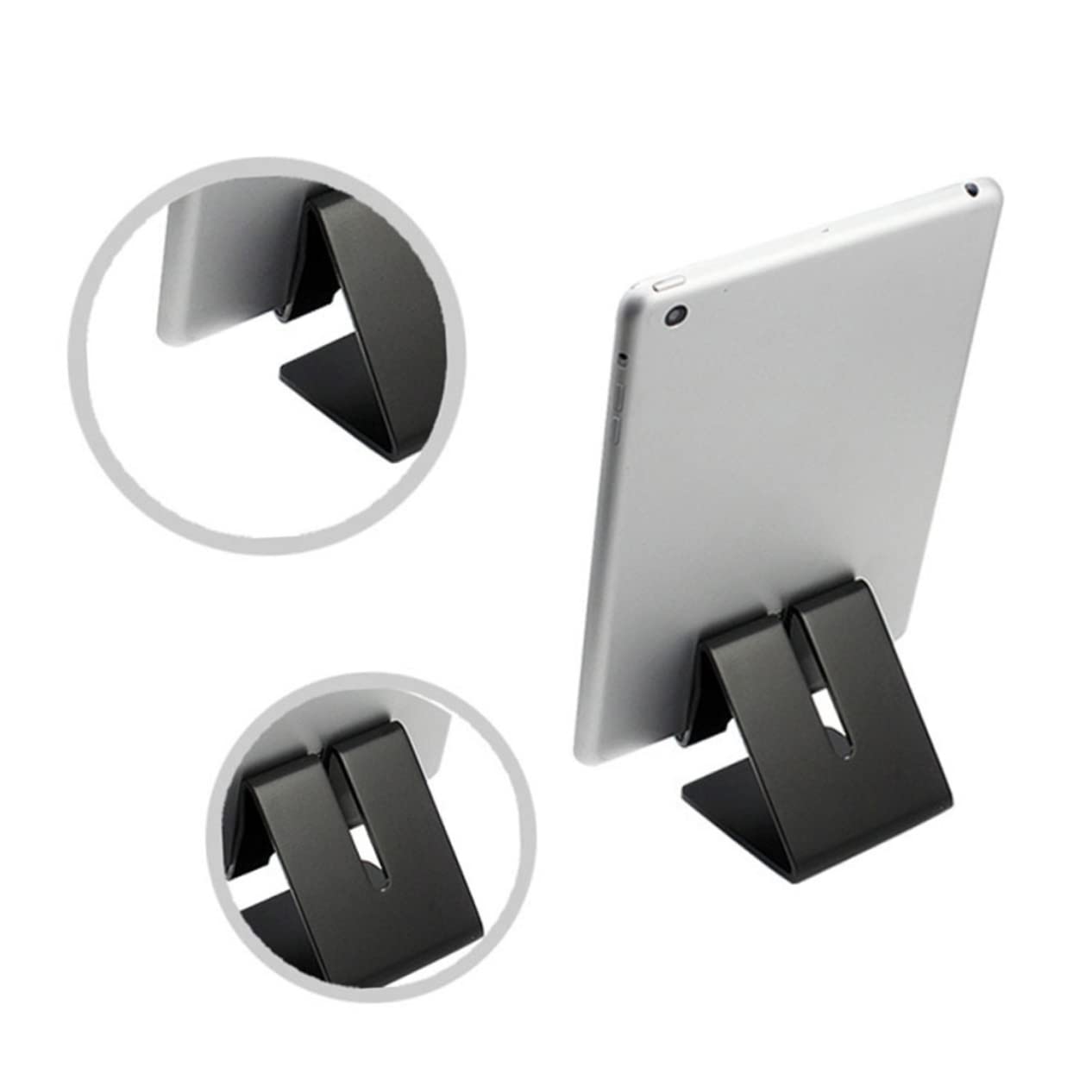 STOBOK Ergonomic Aluminium Tablet Stand Holder for Phone Holder Design Ventilated Heat Dissipation and Viewing Angle Black