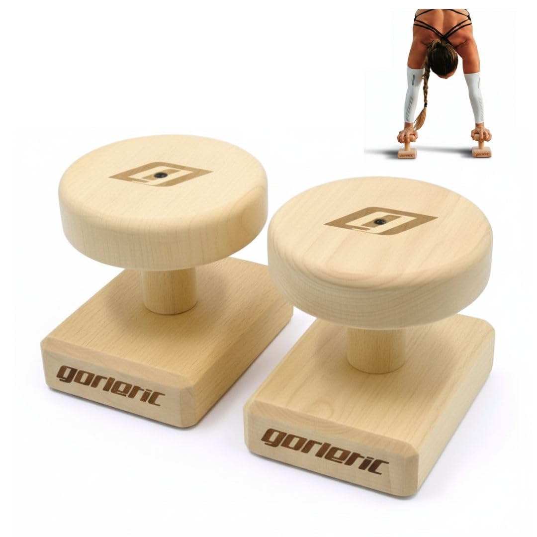 Gorletic Canes BASIC - Handbalance Balance Blocks in Beech Wood (14 cm Height) with Non-Slip Bases - Handstand Blocks (Round Base)
