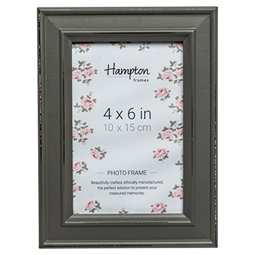 Hampton Frames, Marco de Fotos Paloma, Madera Gris 10x15 cm | Acabado envejecido, cristal, soporte pared o mesa | Elegancia decorativa para hogar u oficina