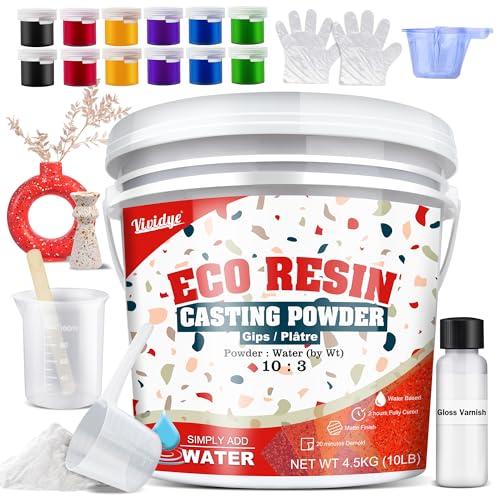 Eco Resin Casting Powders 4500g - All-in-One Casting Resin Kit for Beginners Water-Based Fast Curing 20-30 Minutes Demolding - Water Activated Plaster Powder for Crafts Art DIY Home Decor