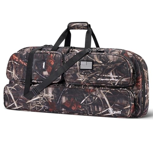 CVLIFE 37" Soft Compound Bow Case, Bow Bag Archery Case with Thick Pearl Cotton Padding, with Backpack Straps & Shoulder Strap, Archery bag with Arrow Pocket for Gear Protection with Cardholder, Camo