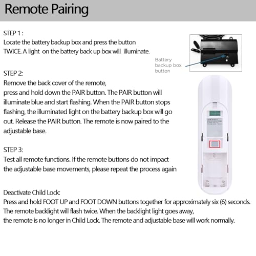 Télécommande RF366B pour corriger la panne de lit MIO Zero-G Sleep Tight Bedding