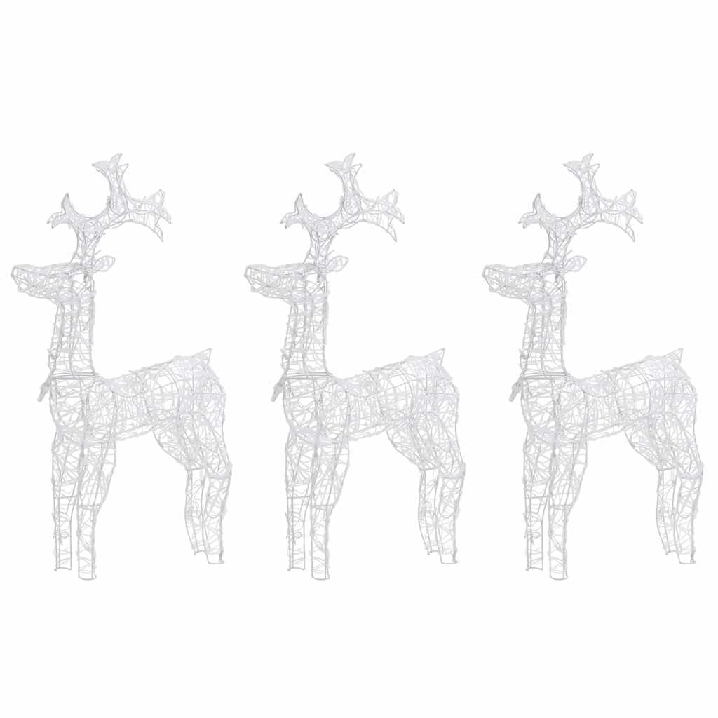 3er Set Rentier Weihnachtsdeko 100 cm Leuchtende Acryl Rentiere mit 90 LEDs Warmweiß für Garten und Wohnzimmer Dekoration