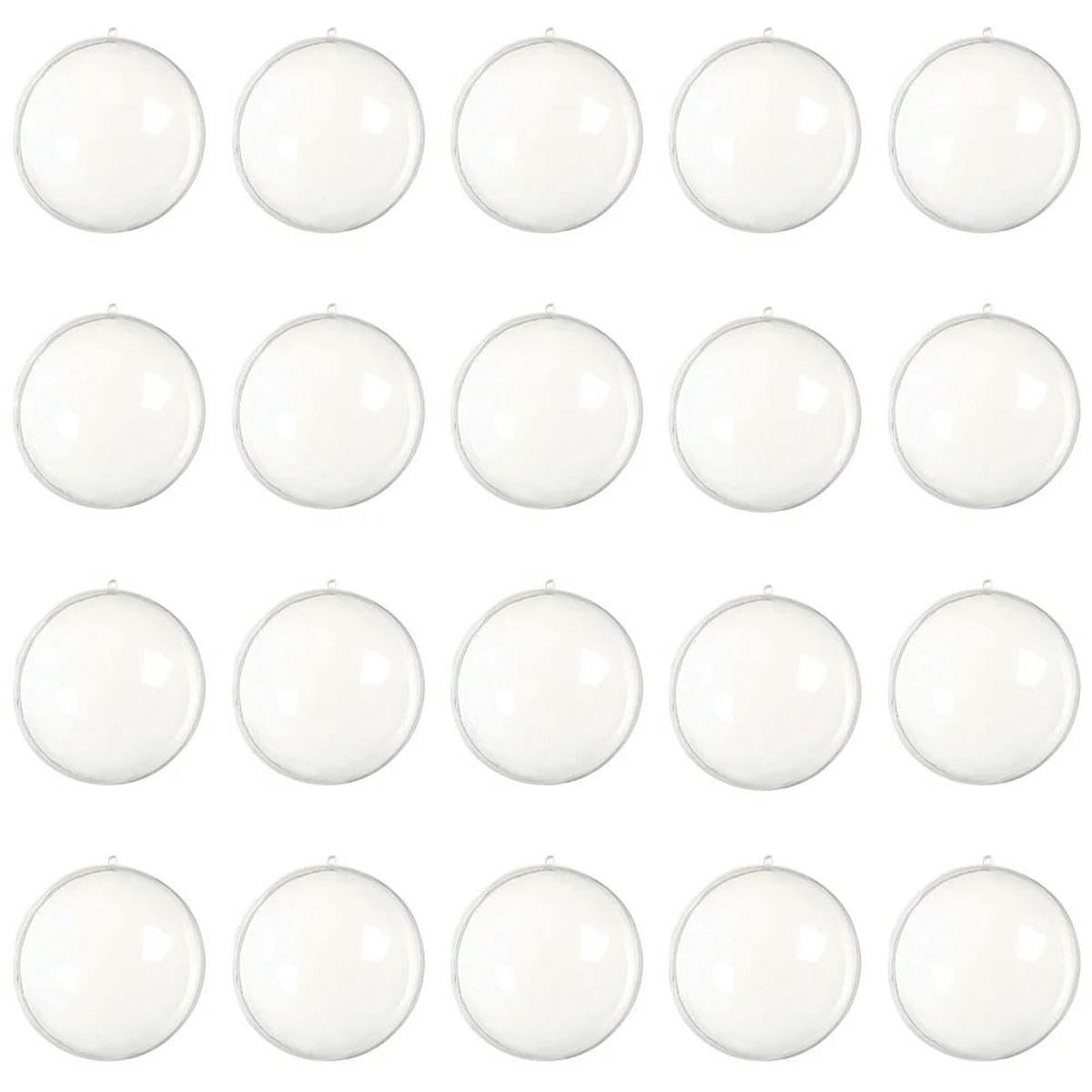 Bola de Adornos rellenables Transparentes de Navidad, Bola Redonda Transparente para Manualidades, Tema Decorativo del Festival para decoración del árbol de Navidad-20PCS-10CM