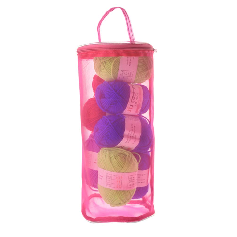 SUPVOX Knitting Yarn Storage Bag Mesh Wool Organizer Tote Bag Yarn Holder L (Rosy) - Image 2