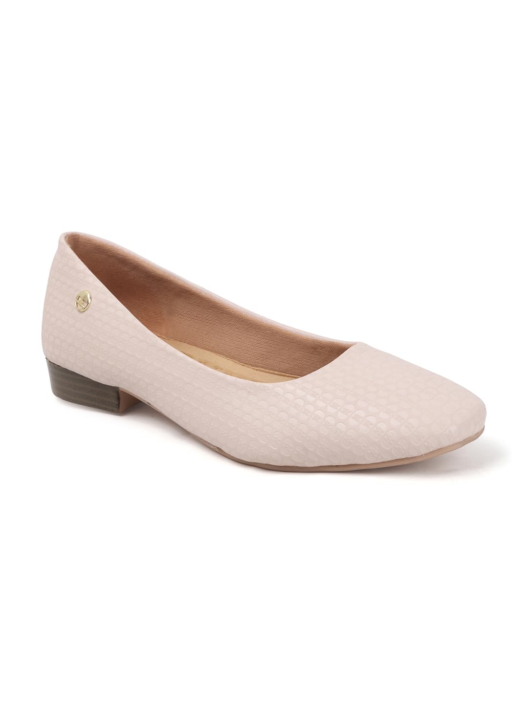 elle Women’s Textured Quilted Ballet Flats with Gold Logo Stud-picture-12