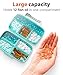 Travel Pill Organizer - Airtight Medicine Case for Traveling Portable Pharmacy Box with Labels Vitamin Container 8 Compartment Supplement Medication Holder Large Capacity Daily (Green)