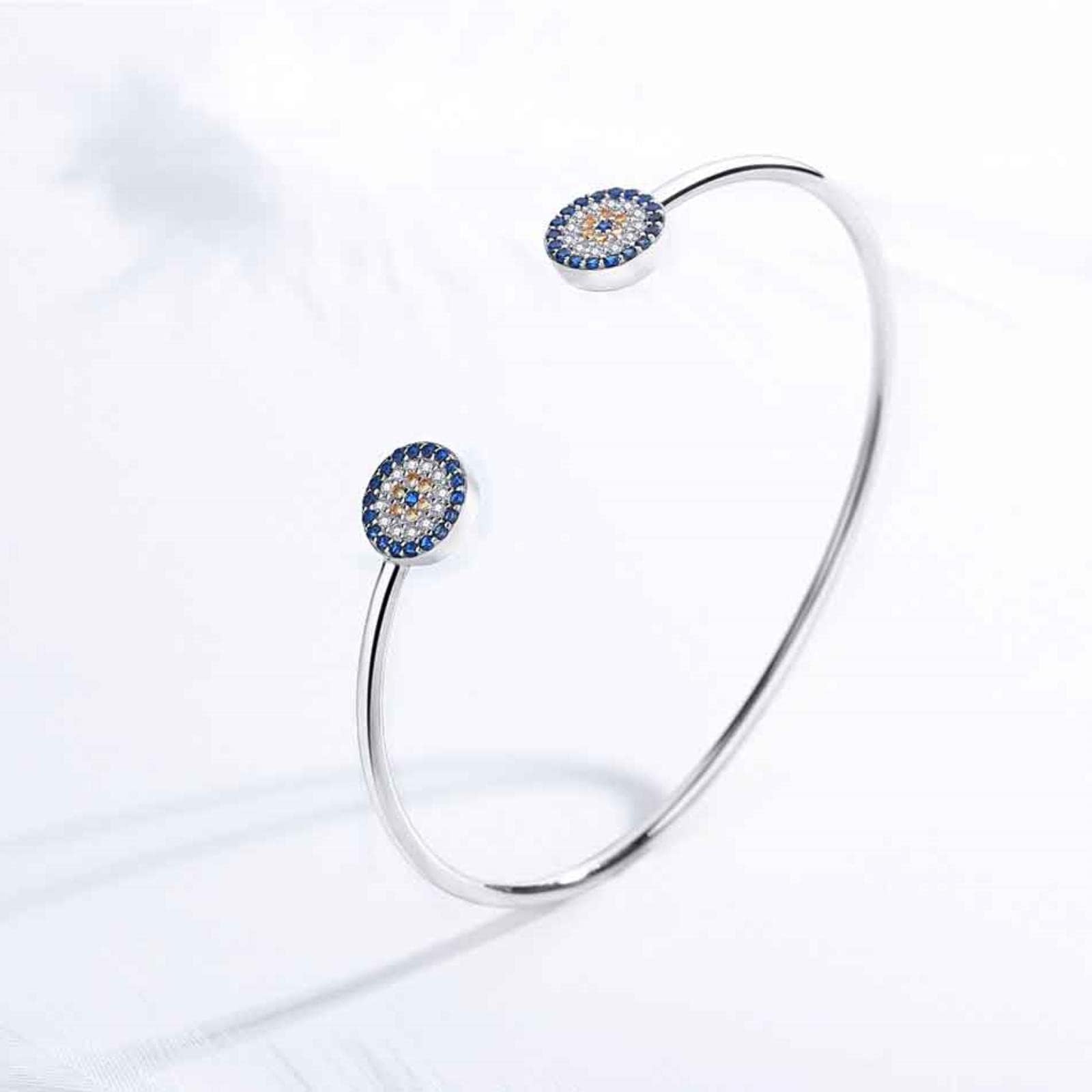 XYNSNDB Brazaletes de Plata de Ley 925 con diseño de Ojo Malvado, Pulseras de diseño de Ojo Azul para Mujer, Cadena de Serpiente, joyería turca