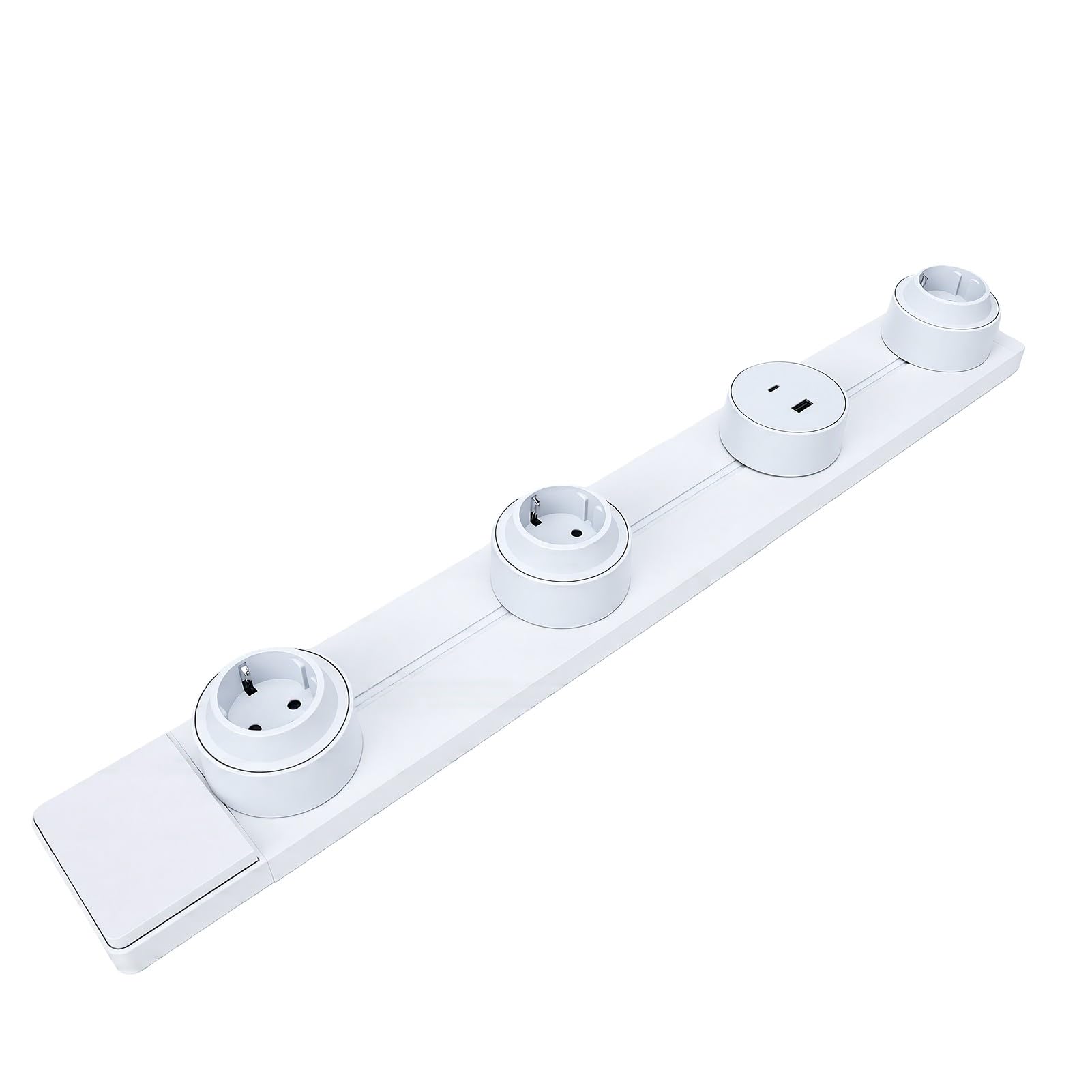 Jeffergarden de Enchufe Montado en Riel de 60 Cm con Luz Azul, 3 Enchufes