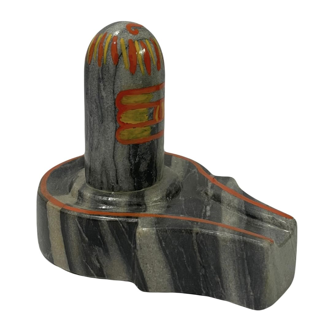 Natural Stone Marble Lord Shiva Lingam Puja Idol Murti-Shiv Ling Idol Murti Sculpture (4.5" Inch)