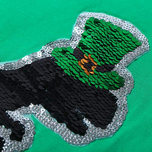 Image of St. Patrick's Day Shirt for Kids Flip Sequin Girls and Boys Green T-Shirt Clothing 4-12 Years