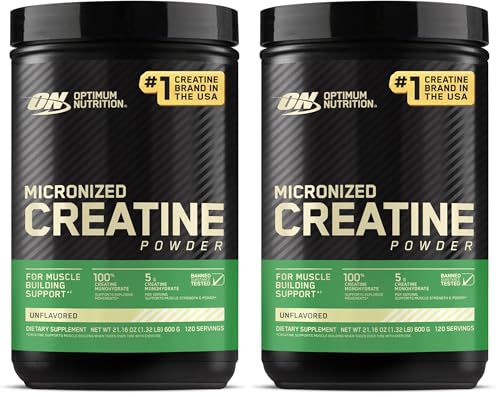 Image of Optimum Nutrition Micronized Creatine Monohydrate Powder, Unflavored, 120 Servings, 600 Grams (Packaging May Vary) (Pack of 2)