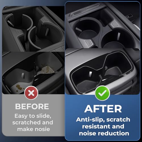 Image of Center Console Cup Holder Inserts for KIA EV9 2026 2025 2024 (Only for Land AWD, GT-Line AWD), Interior Accessories Front & Rear TPE Cup Holders Covers Protector for 2024-2026 EV9, Black