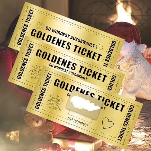 GZDAOXIA 3 Set Rubbelkarten,gutscheine zum selber ausfüllen,goldenes ticket,geschenke für adventskalender,Rubbelkarte zum beschriften,Geburtstagskarte,Reisegutschein,Geschenke für Freundin