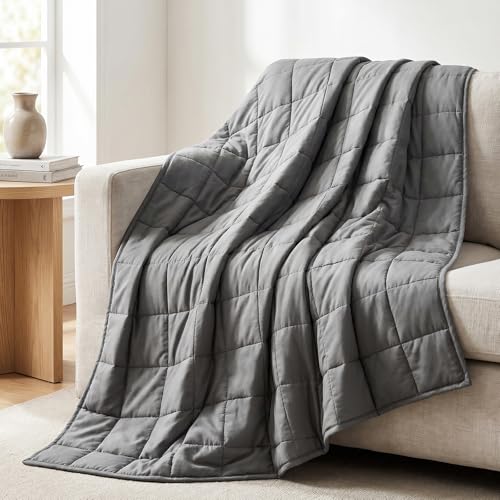 Image of Smart Queen Weighted Blanket for Adults(41 inchx60 inch,5lbs, Grey) Soft Cooling Heavy Blanket for Sleeping, Breathable Blanket with Glass Beads Perfect for 40-60 lbs,All Season,Machine Washable