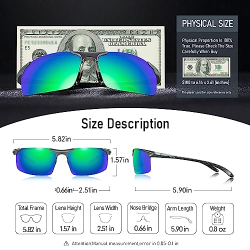 Image of BIRCEN Carbon-Fiber Polarized Sunglasses for Men: 0.74 oz & UV Protection