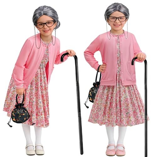 Disfraz Niñas para 100 Días de Escuela Vestido de Vieja miniatura 4