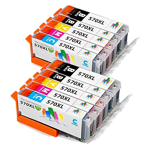Cartucho de tinta compatible con AA+inks para Canon Pixma iP3300 iP3500 iP4200 IP4300 iP4500 iP5200 iP5200R iP5300, iP5300, iP5200R, iP5300, etc., color 4 PGBK,2 Negro, 2 Cian, 2 Magenta, 2 Amarillo