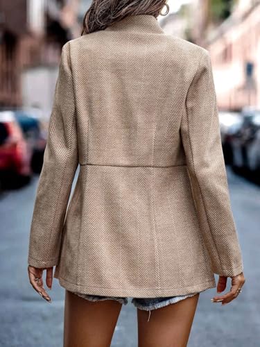 Tweed Blazer Jackets for Women Fall Winter Fashion Lapel Business Work Fallow Long Sleeve Jacket4