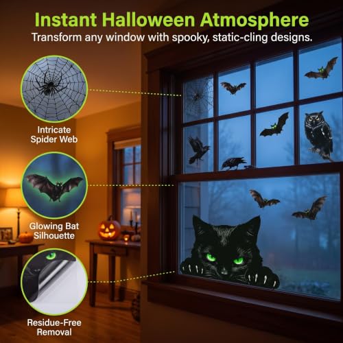 Halloween Window clings 9 Black Cat Static Sticker for Party & Home Decor - image 3