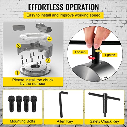 Mophorn K72-100 Lathe Chuck 4 Inch 4-Jaw,Lathe Chuck Independent Reversible Jaw,Metal Lathe Chuck Turning Machine Accessories,For Lathes Machine #TOP5
