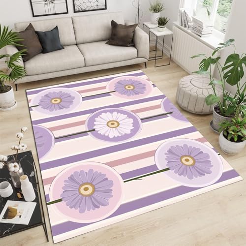 Tapis lavable en machine mauve 150x210 cm antidérapant - 3