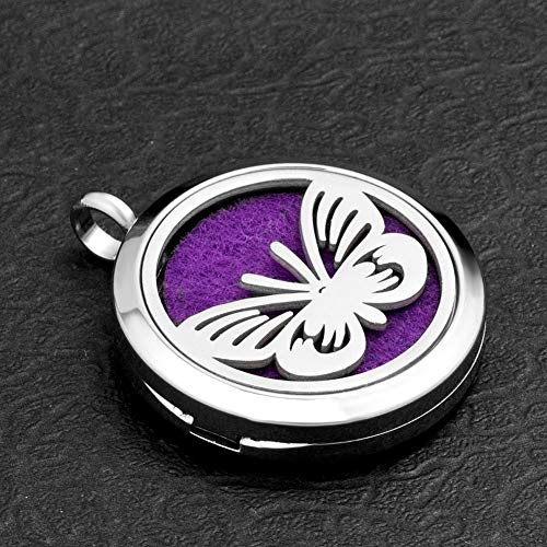 Casa De Novia Essential Oil Necklace Animal Family Aromatherapy Diffuser Stainless Steel Locket Pendant Jewelry With 12 Color Refill Pads (Butterfly 1) #TOP1