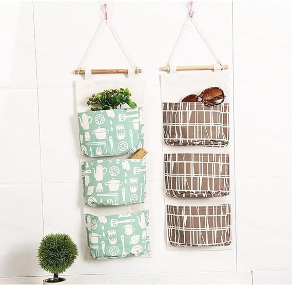 VENJA Hanging 3-Grid Fabric Organizer for Wall or Wardrobe || Toy, Mail & Small Item Storage Pouch with Decorative Pocket Design || Ideal for Bedroom, Bathroom, Entryway Organization || 1Pcs-image-28