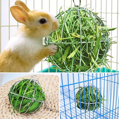 Esteopt 2 Stück Edelstahl Feeder Ball,Hay Ball Nager Futterball Kugel Metall Heuball,Edelstahl Feeder Spielzeug für Meerschweinchen, Hamster, Kaninchen Nager Fuer